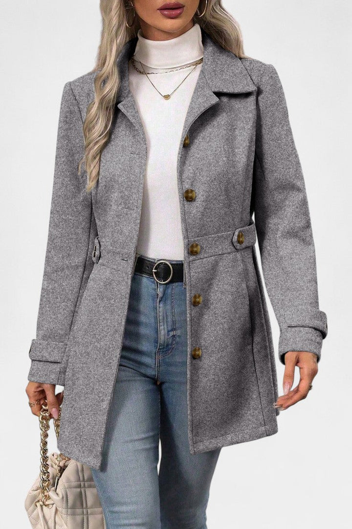 Women’s Wool Belted Collared Mid-Length Trench Coat