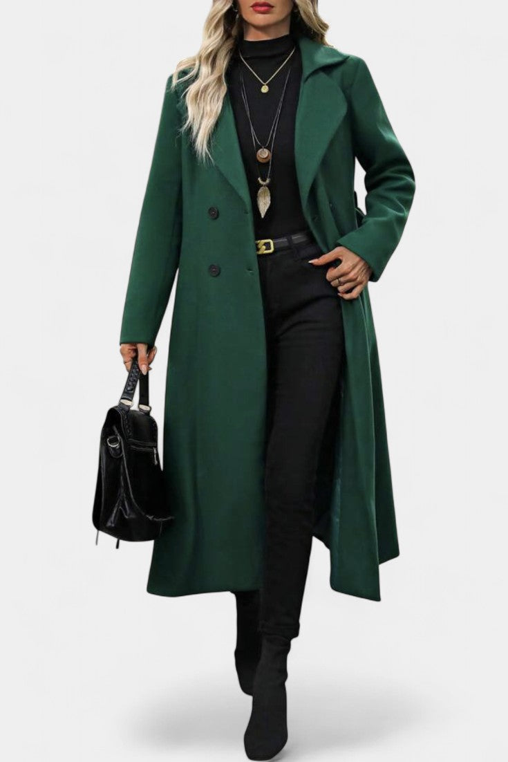 Women’s Wool Checked Double-Breasted Trench Coat