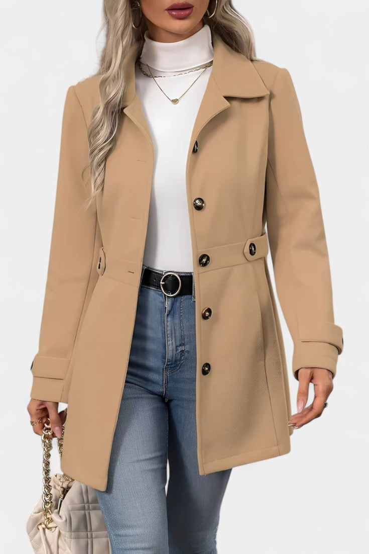 Women’s Wool Belted Collared Mid-Length Trench Coat