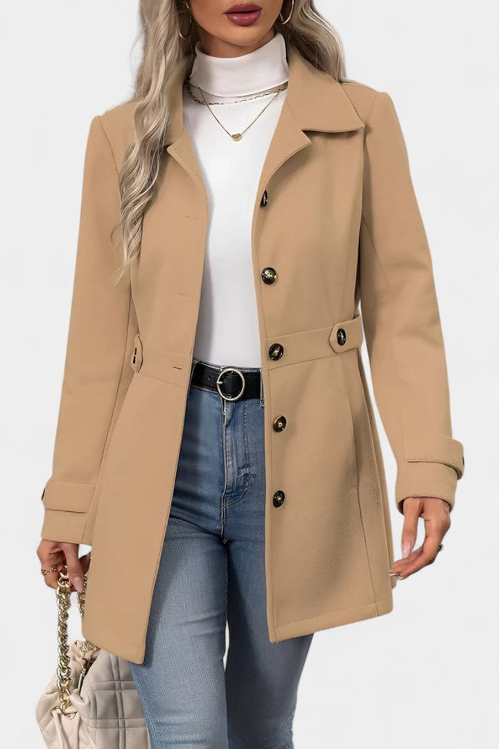 Women’s Wool Belted Collared Mid-Length Trench Coat