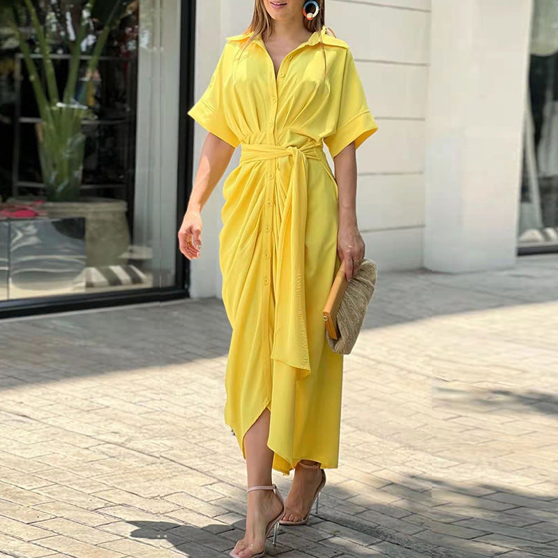 Women’s Linen-Blend Midi Shirt Dress