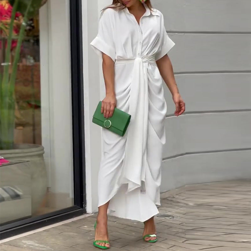Women’s Linen-Blend Midi Shirt Dress