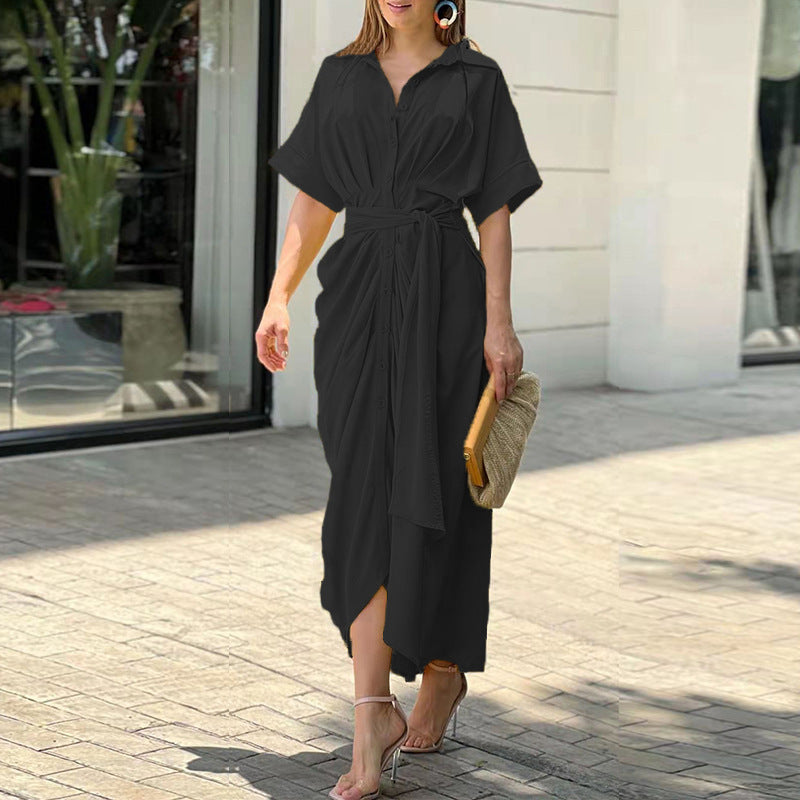 Women’s Linen-Blend Midi Shirt Dress