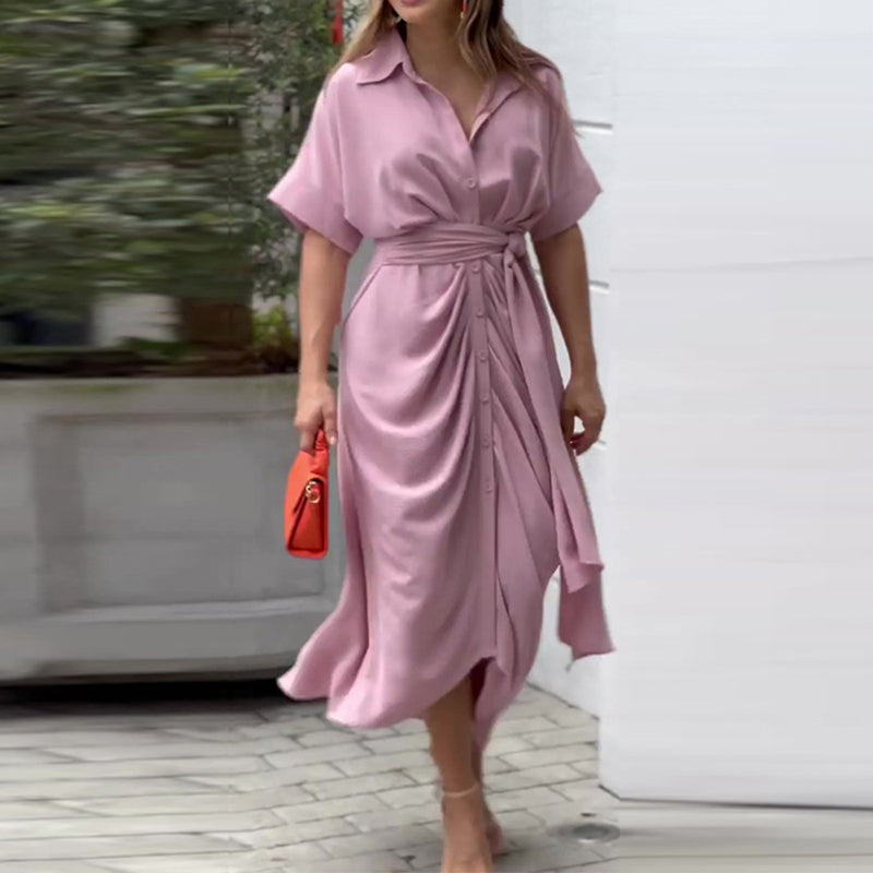 Women’s Linen-Blend Midi Shirt Dress