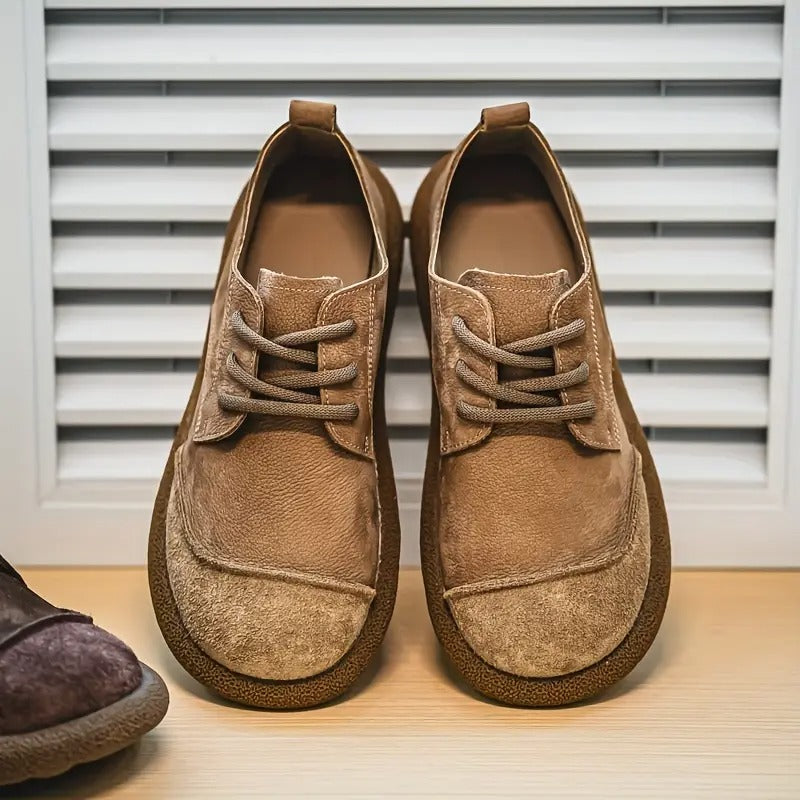 Męskie sznurowane buty do chodzenia ze sztucznej skóry z okrągłym noskiem