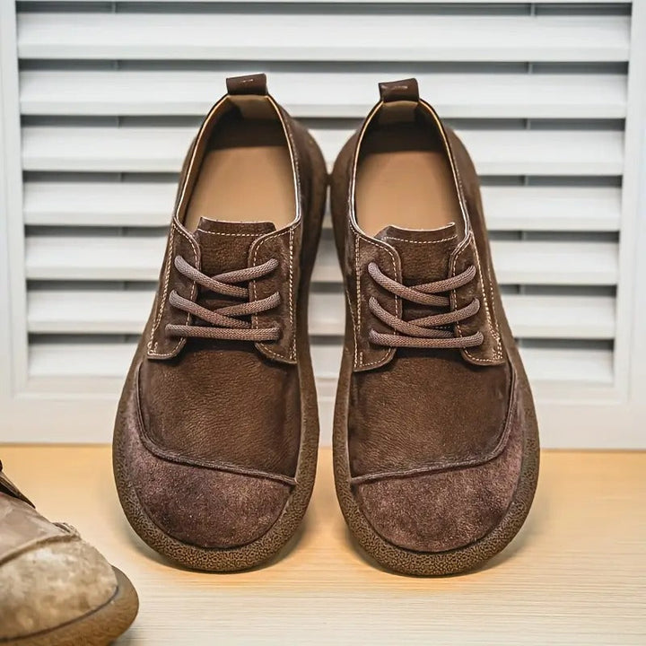 Męskie sznurowane buty do chodzenia ze sztucznej skóry z okrągłym noskiem