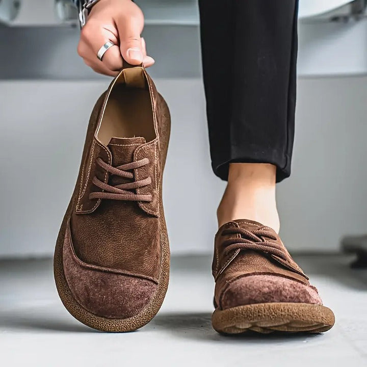 Męskie sznurowane buty do chodzenia ze sztucznej skóry z okrągłym noskiem