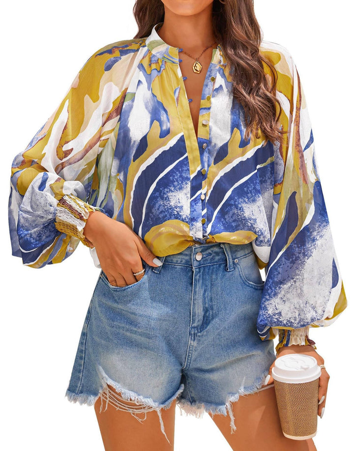 Women's Blouse Chiffon Long Sleeve Top