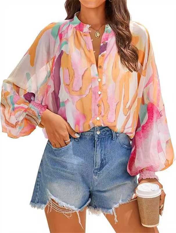 Women's Blouse Chiffon Long Sleeve Top