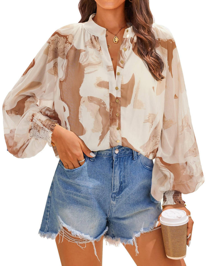 Women's Blouse Chiffon Long Sleeve Top