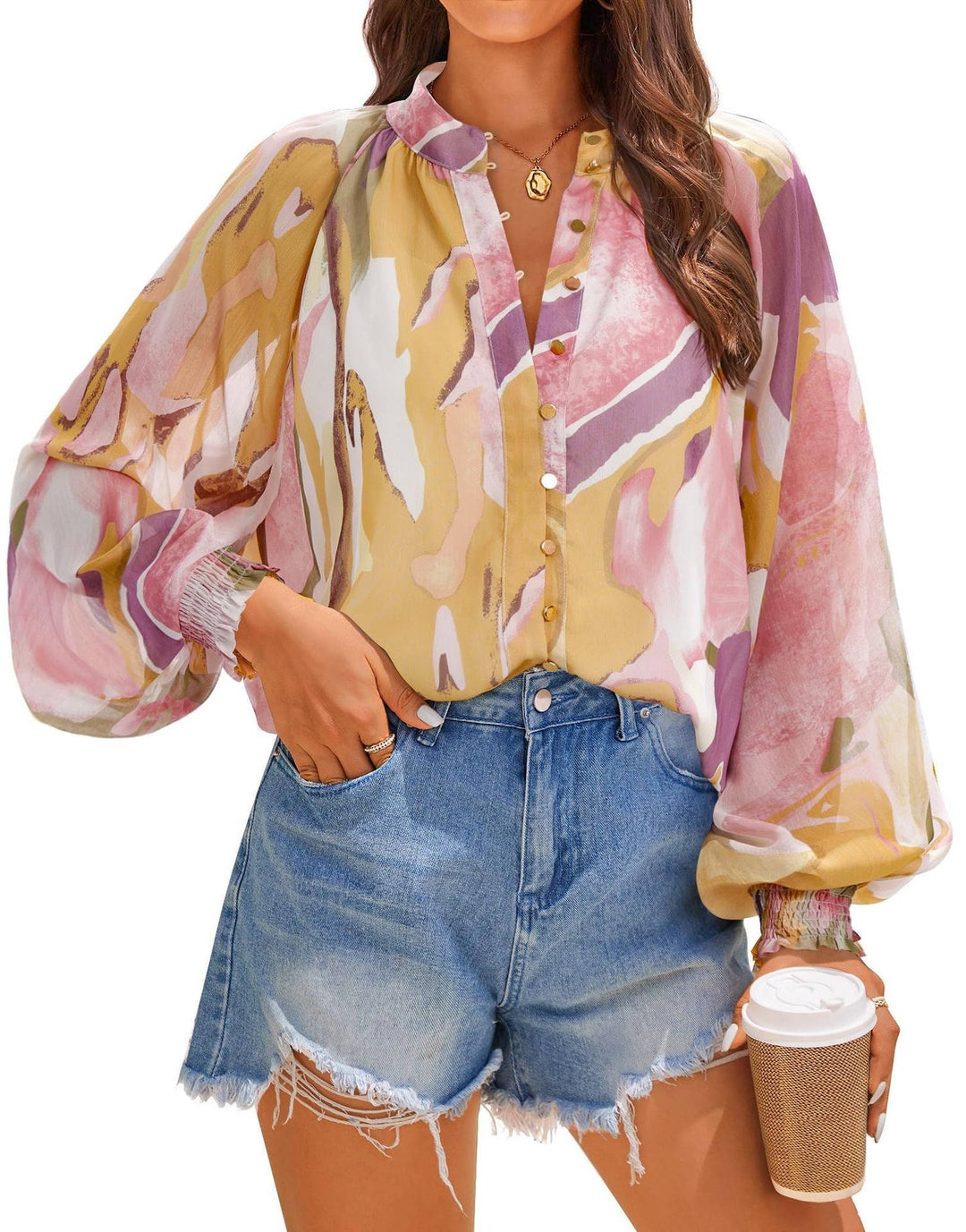 Women's Blouse Chiffon Long Sleeve Top