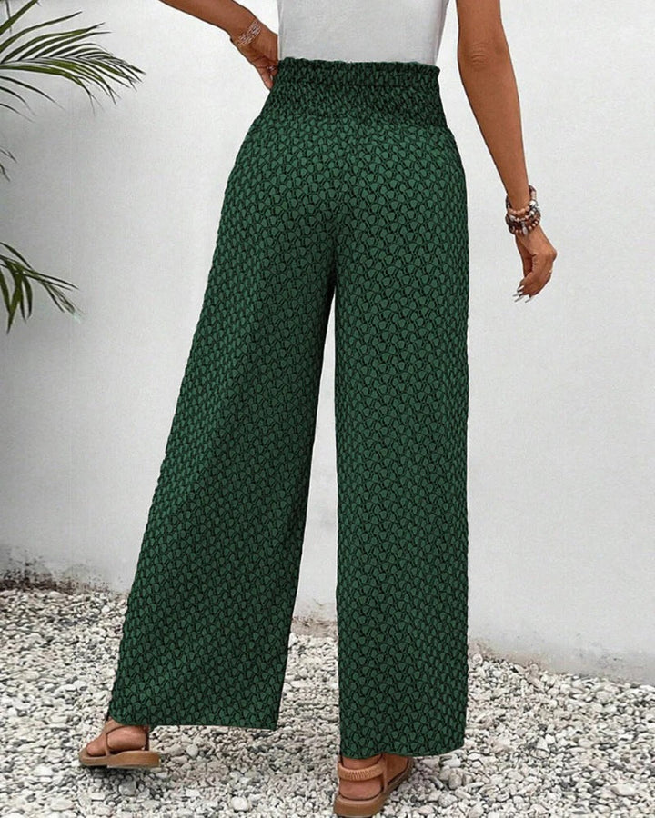Women's Linen Printed Wide Leg Trousers