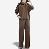 Women's Geometric Knit Mock-Neck Sweater & Pants Set