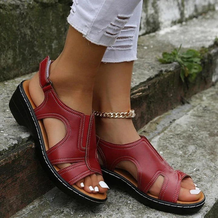Women's Leather Ankle-Strap Flat Sandals