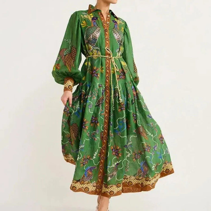 Women’s Vintage Patchwork Print Long Dress