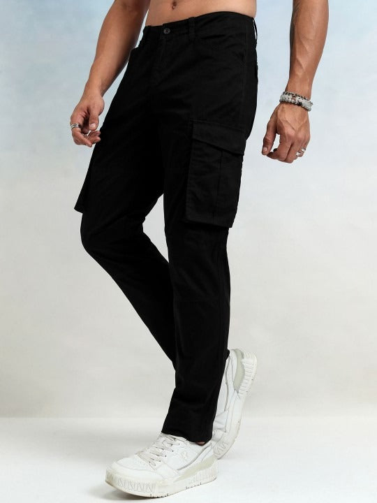 Men's Linen Cargo Trousers Slim Fit Lightweight Work Utility Pants