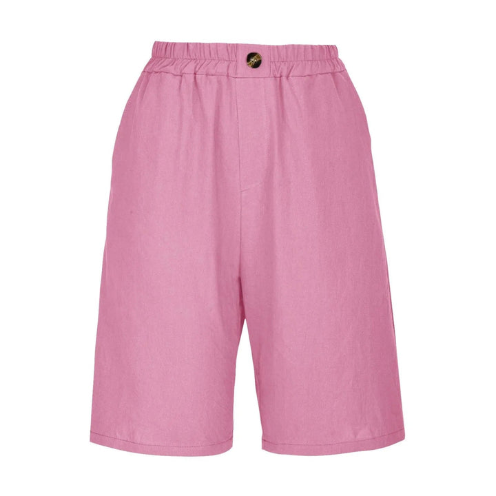 Women's Linen High Waist Elastic Casual Wide Leg Shorts