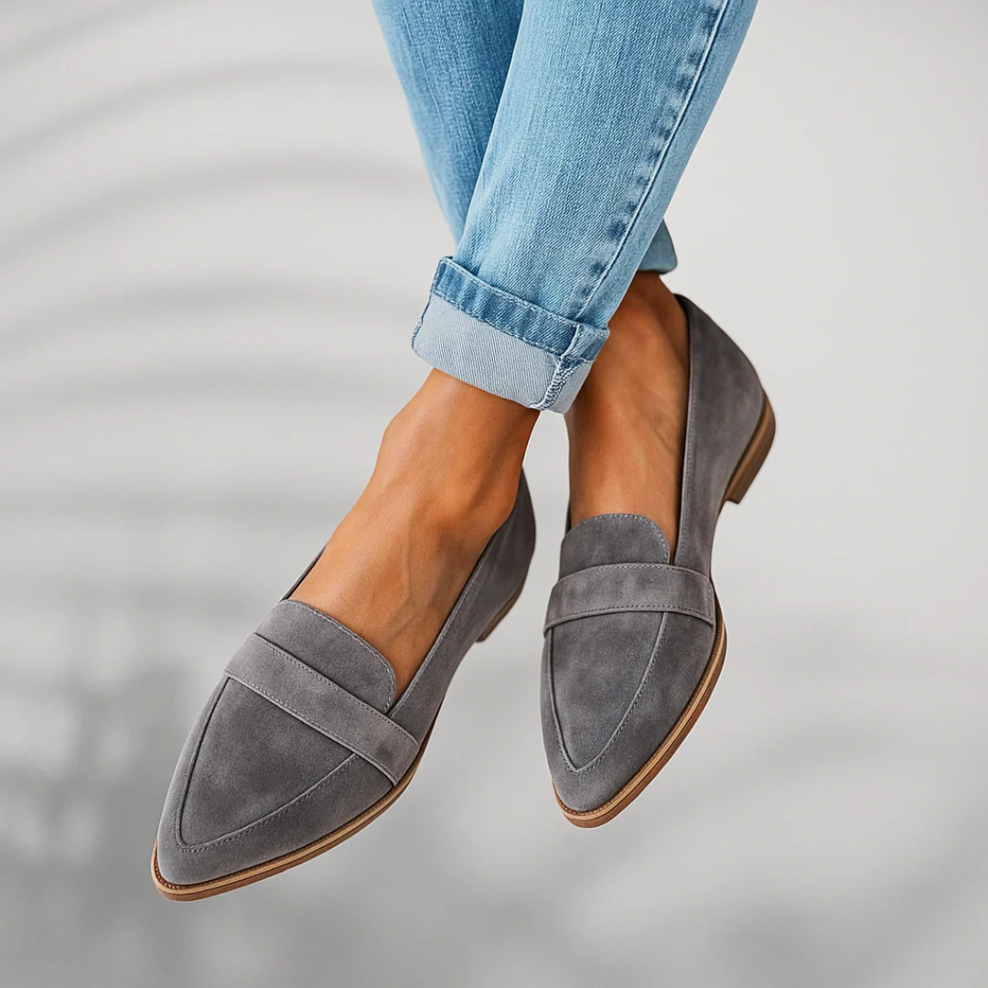 Women's Suede Leather Summer Loafers Slip On Orthopedic Shoes