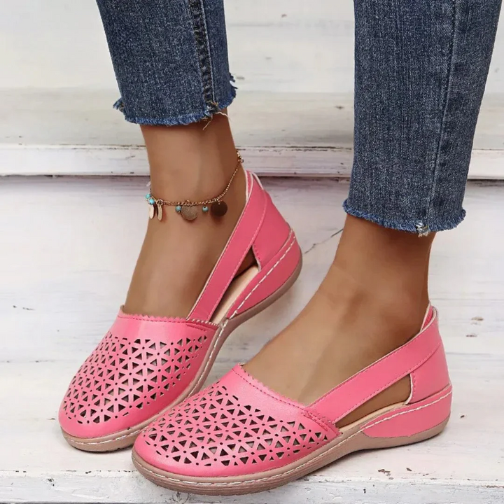 Women’s Leather Hollow-Out Flat Loafers