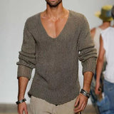 Men's Merino Wool Deep V-Neck Knit Sweater