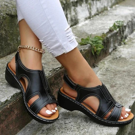 Women's Leather Ankle-Strap Flat Sandals