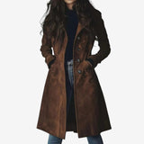 Women’s Tailored Suede Long Trench Coat