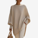 Γυναικεία μάλλινη oversized τουνίκ με στρογγυλή λαιμόκοψη και μανίκια τύπου νυχτερίδα
