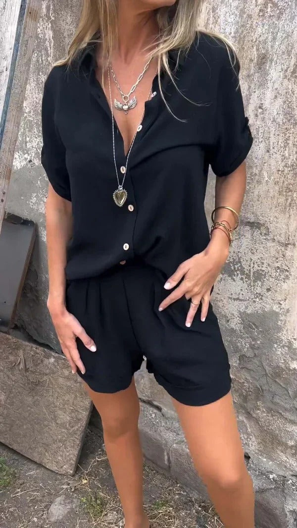 Ensemble short en lin pour femme, deux pièces