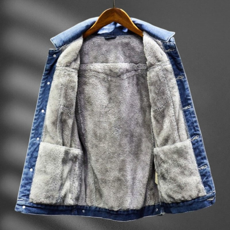 Men's Fleece Denim Trucker Jacket