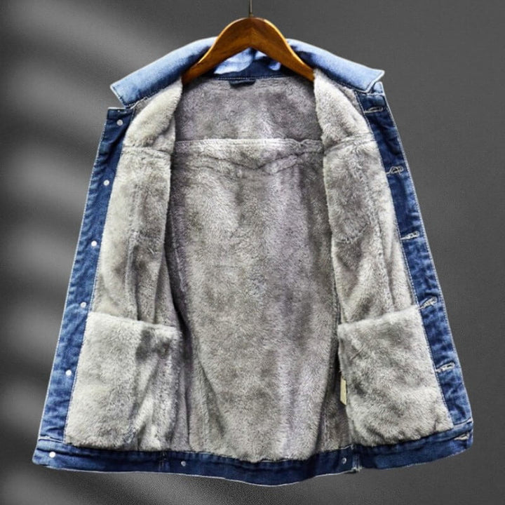 Men's Fleece Denim Trucker Jacket