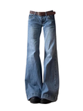 Women's Denim Flared Jeans Vintage High Waist Baggy Bell-Bottom Pants
