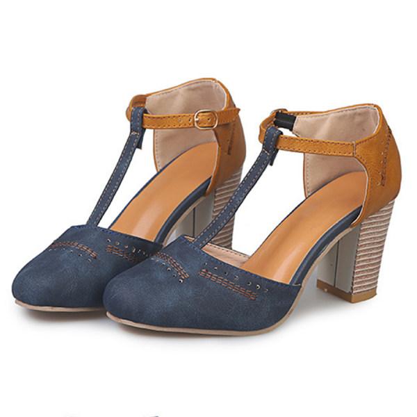 Orthopedic Leather Women's Heels Stylish Block Heel Shoes