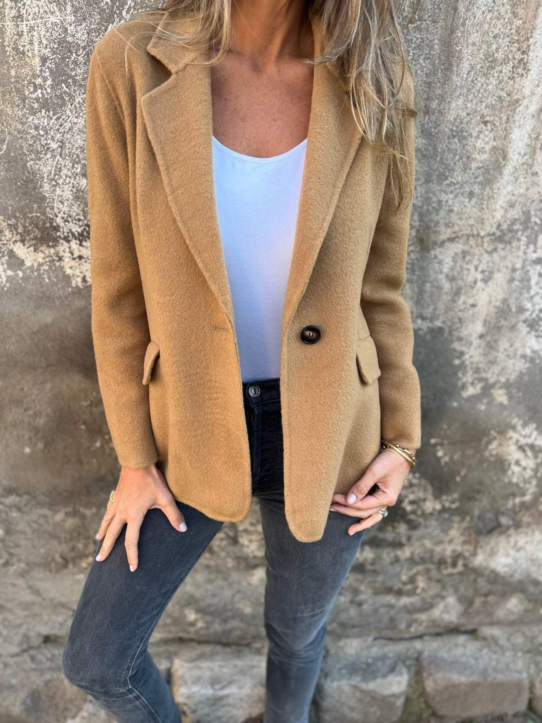 Dámské sako ve stylu casual z vlněné směsi