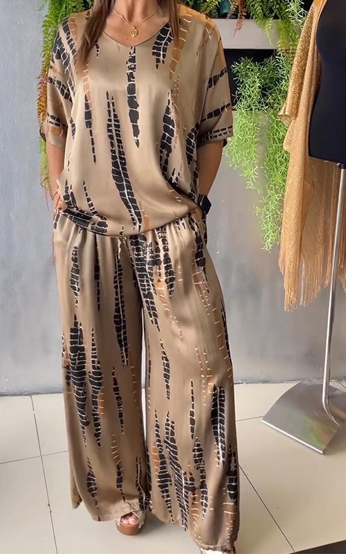 Women's Linen Wide Leg Loungewear Set Co-ord