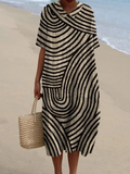 Women's Linen Blend V-Neck Kaftan Maxi Dress
