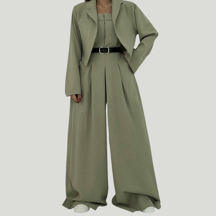 Women’s Knit Wide-Leg Jumpsuit & Blazer Set