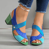 Women's Suede Block Heel Slingback Open Toe Sandals
