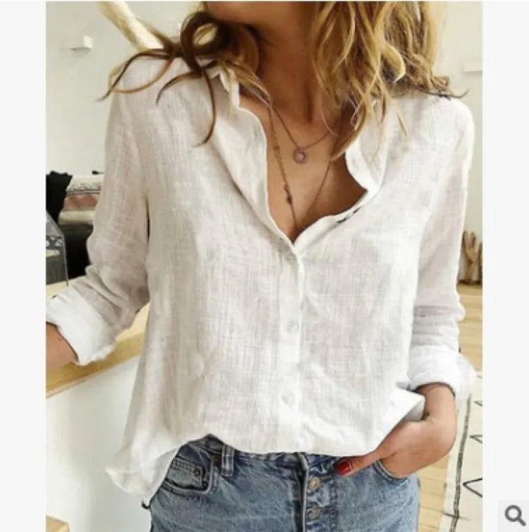 Cotton Blend Bird Print Long Sleeve Shirt For Women Lightweight & Breathable