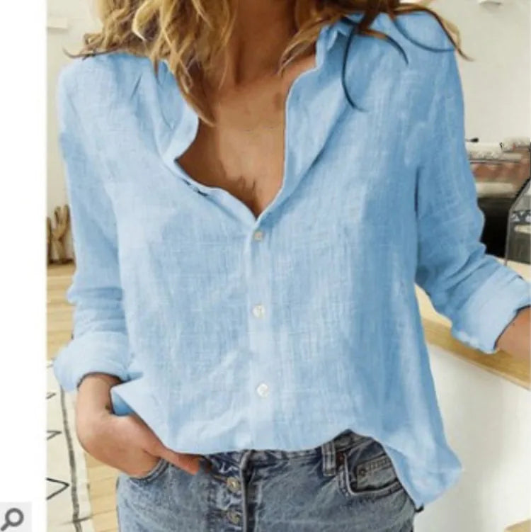 Cotton Blend Bird Print Long Sleeve Shirt For Women Lightweight & Breathable