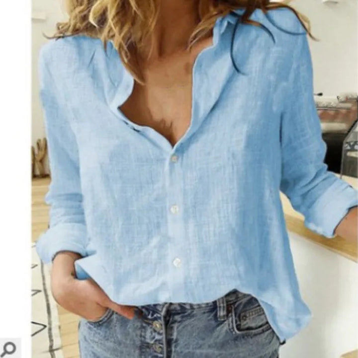 Cotton Blend Bird Print Long Sleeve Shirt For Women Lightweight & Breathable