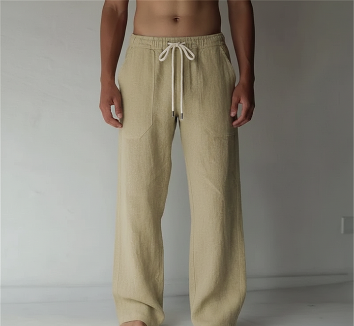 Men's Linen Wide Leg Casual Drawstring Trousers