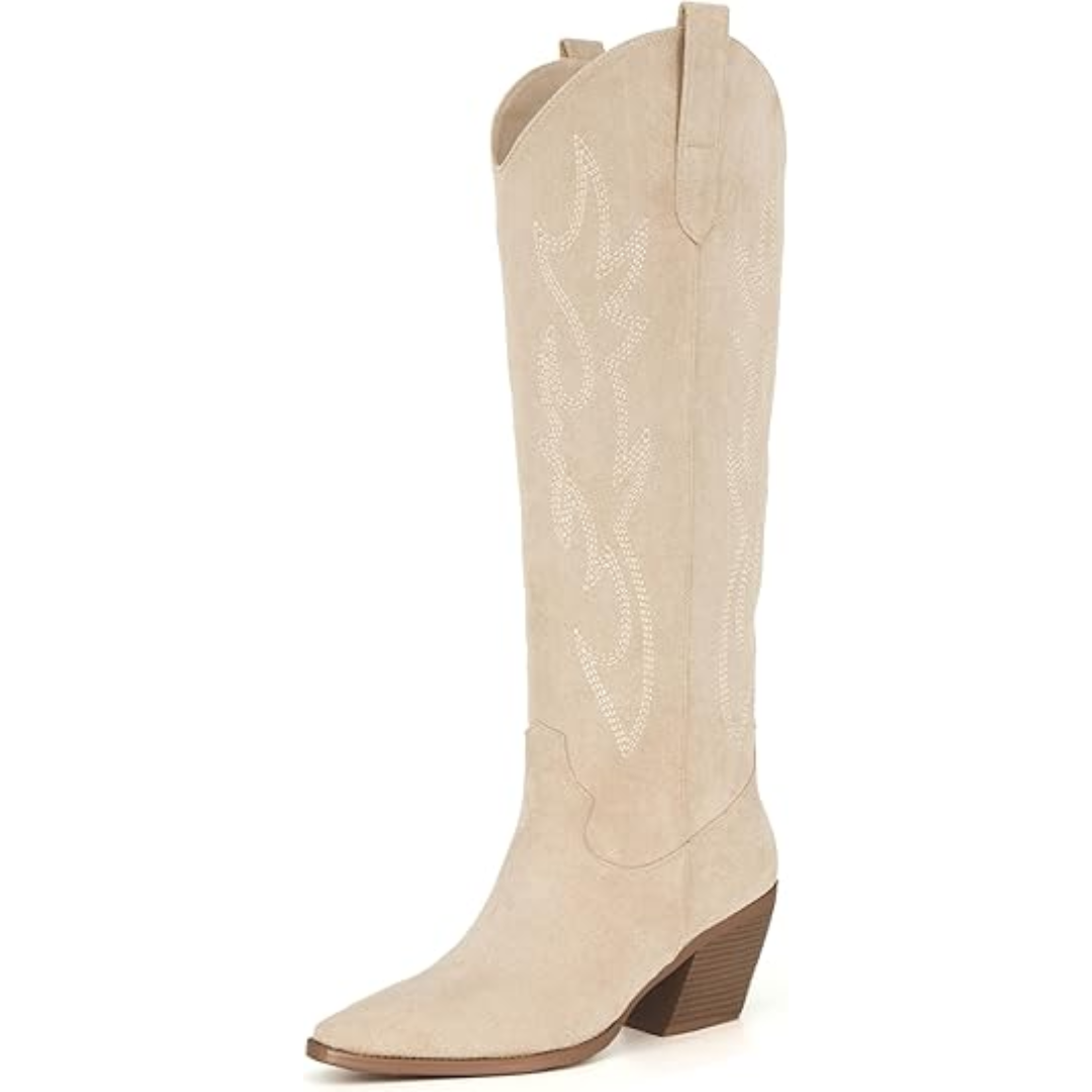 Women's Leather Western Cowboy Boots Knee High