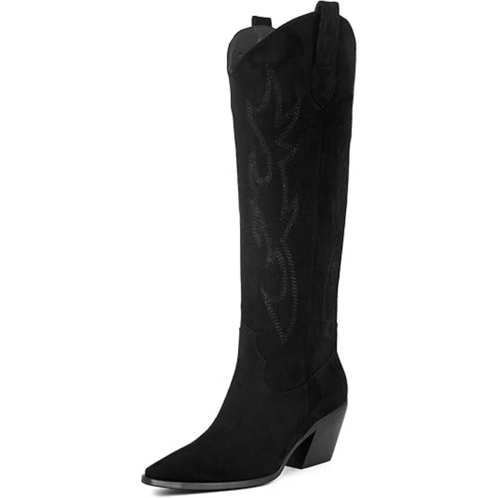 Women's Leather Western Cowboy Boots Knee High