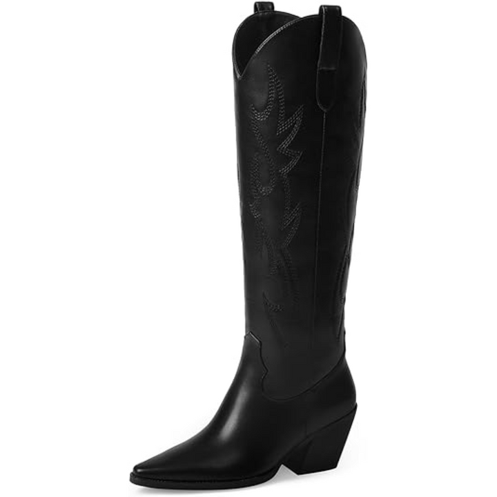 Women's Leather Western Cowboy Boots Knee High