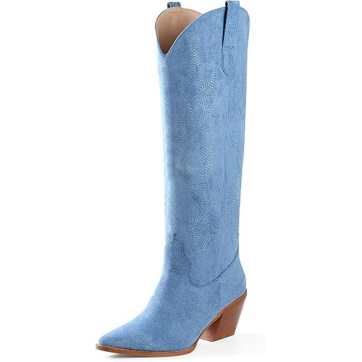 Women's Leather Western Cowboy Boots Knee High