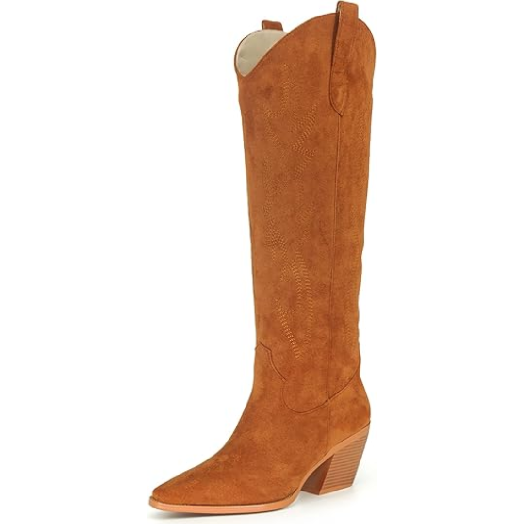 Women's Leather Western Cowboy Boots Knee High