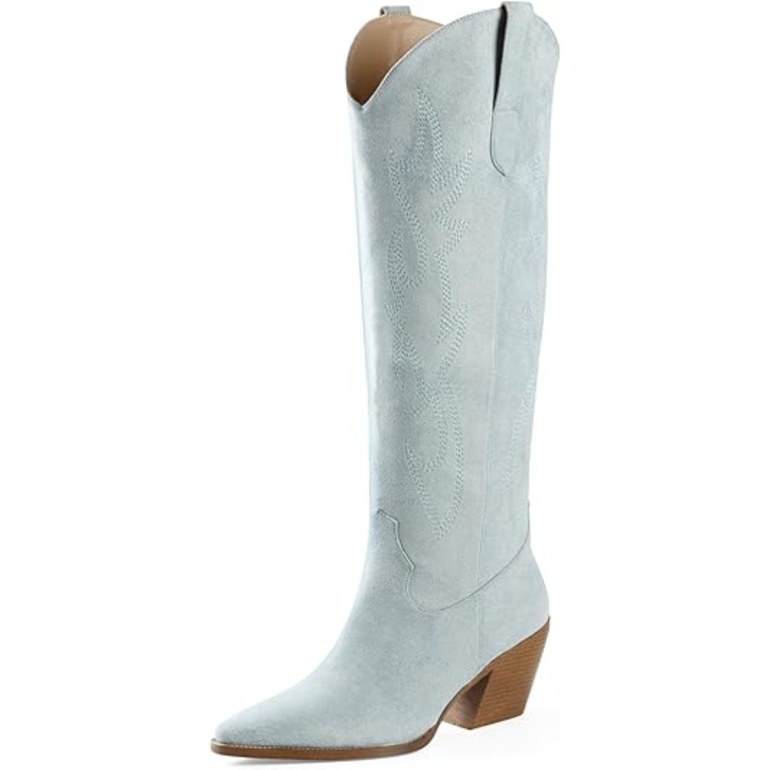 Women's Leather Western Cowboy Boots Knee High