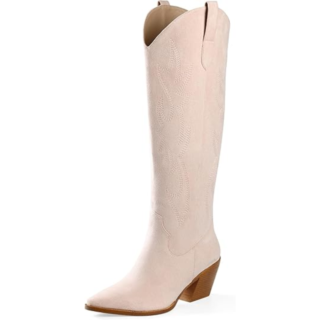 Women's Leather Western Cowboy Boots Knee High