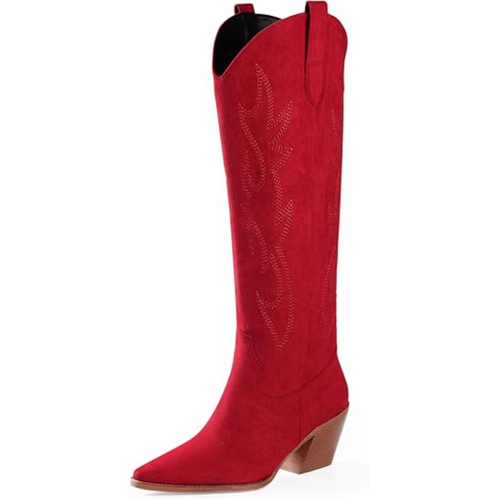Women's Leather Western Cowboy Boots Knee High