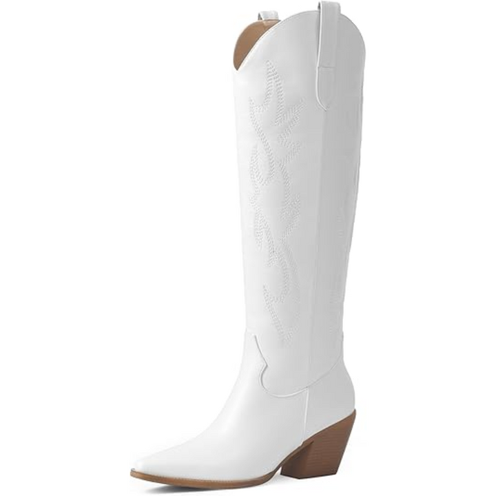 Women's Leather Western Cowboy Boots Knee High